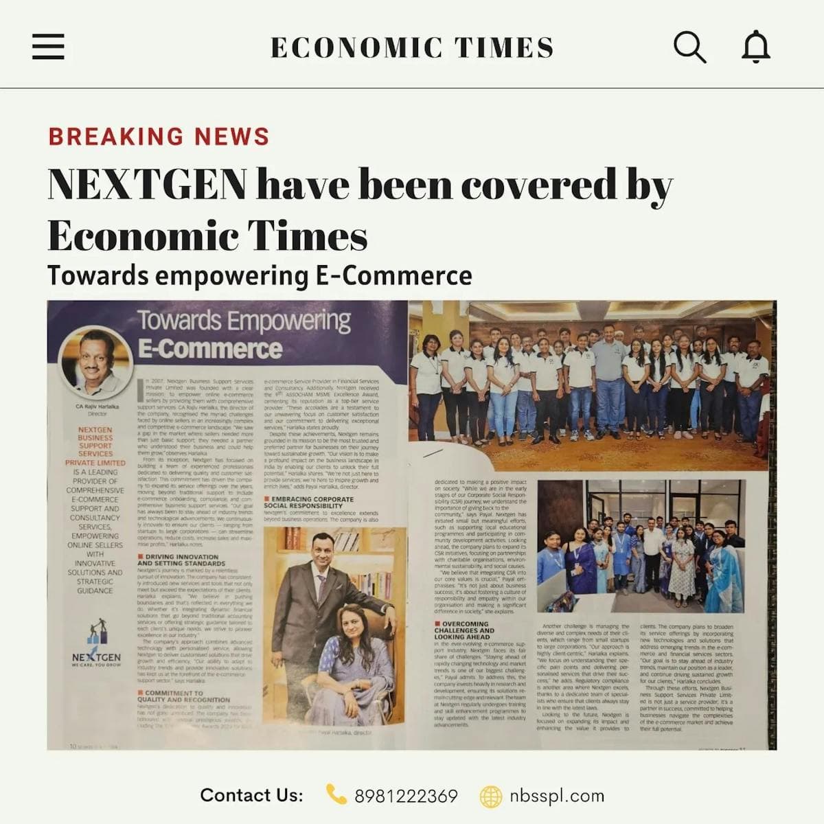 Featured In Economic Times